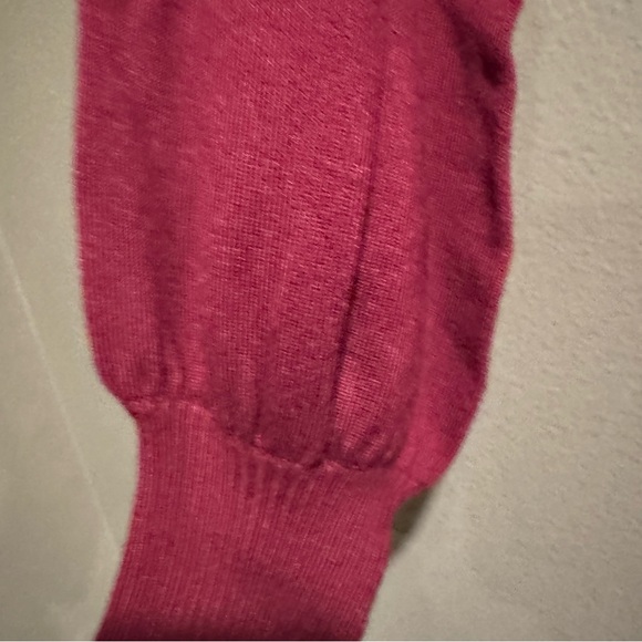 LOFT Burgundy Mock Neck Bishop Sleeve knit Bodycon Dress Size Small - Picture 3 of 9